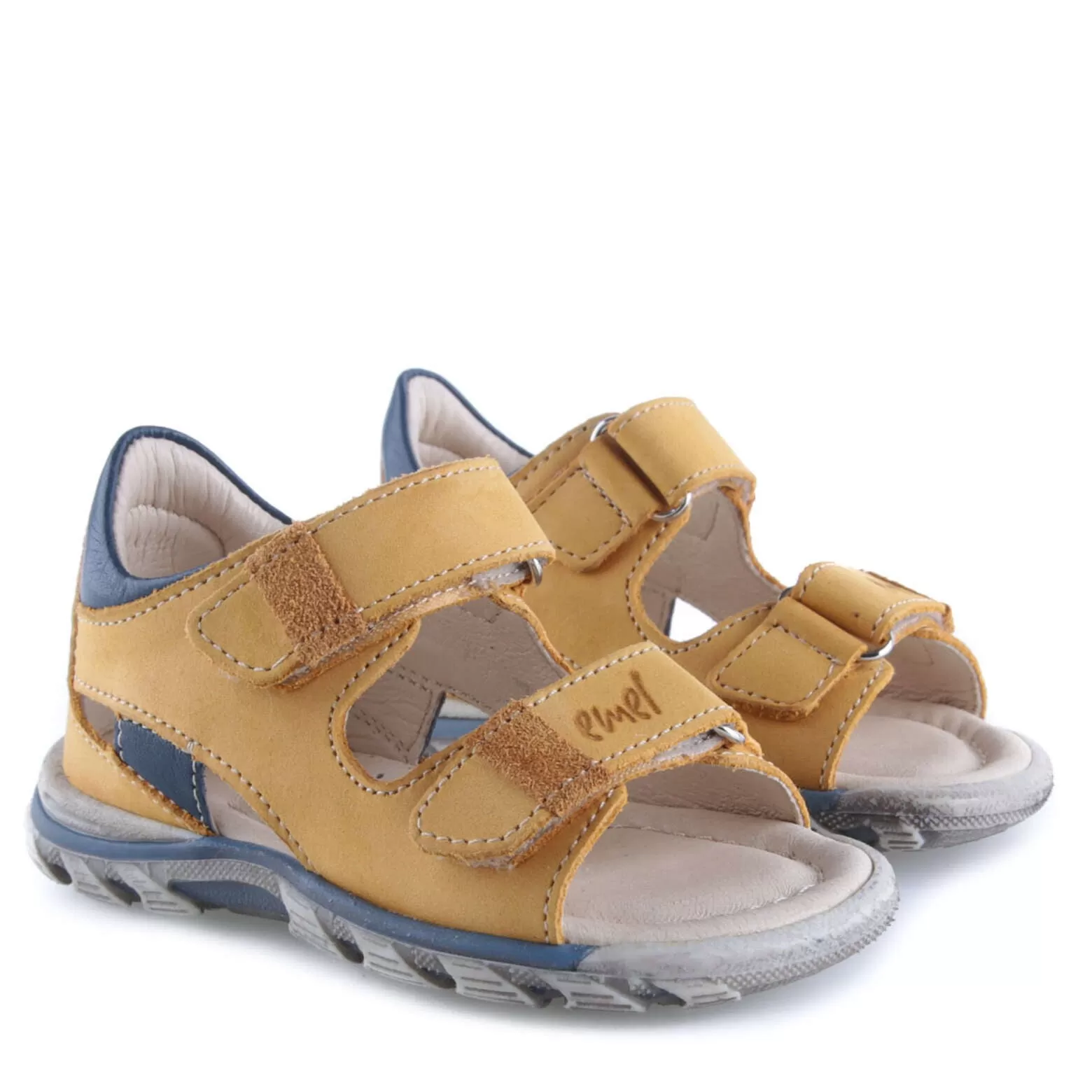 (1560-25) Emel yellow velcro Sandals