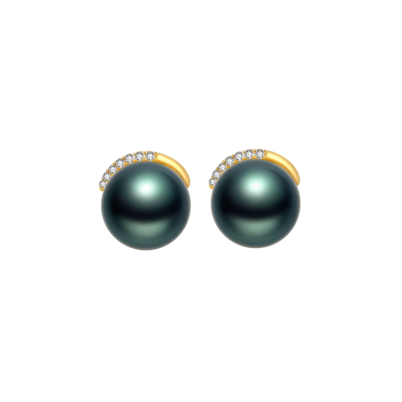 18K Solid Gold Tahitian Pearl Earrings KE00079