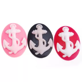 2014 New 18*25MM Oval “Anchor” Resin Flatback Cabochons,Mixed Colors;sold 20pcs per pkg