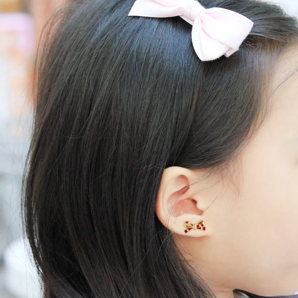 3 set of Candy Bow and Round CZ  earrings for girls