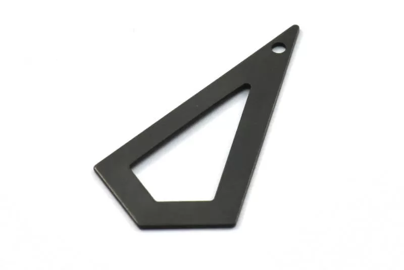 38mm Black Triangle, 4 Oxidized Brass Black Triangle Charms with 1 holes (38x20x0.60mm) U018