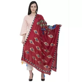 A R Silk Silk Peacock Multi Fancy Dupatta Color Mehroon Dupatta or Chunni