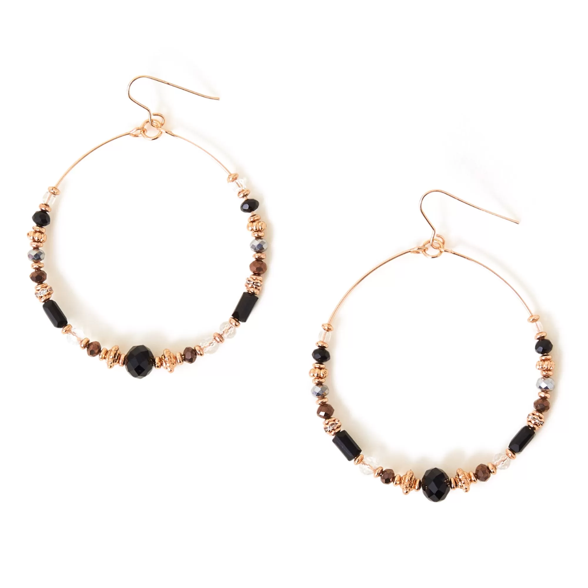 Accessorize London Women's Black Large Beaded Hoop Earrings