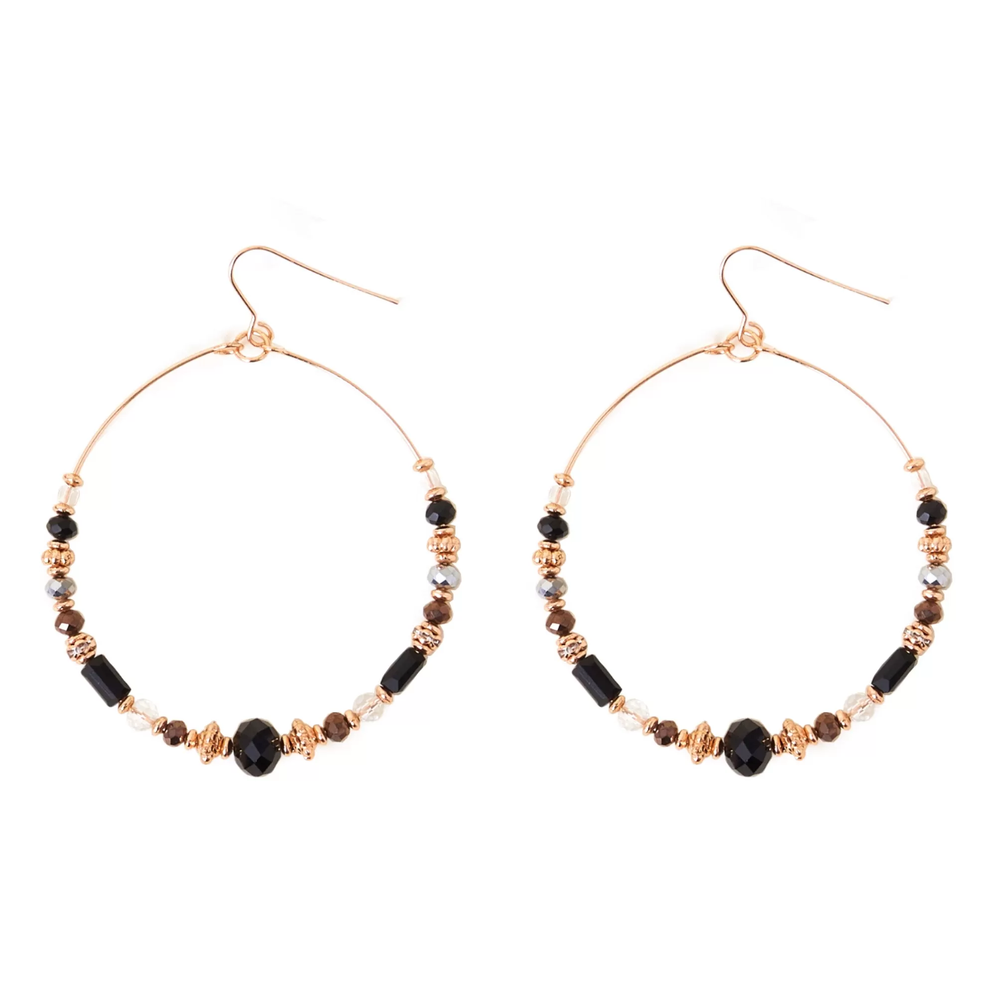 Accessorize London Women's Black Large Beaded Hoop Earrings