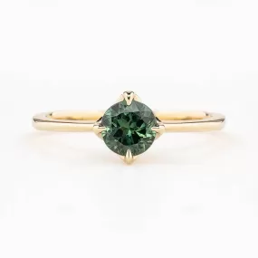 Alice Ring 0.76ct Blue Green Queensland Sapphire, 14K Yellow Gold (One of a kind)