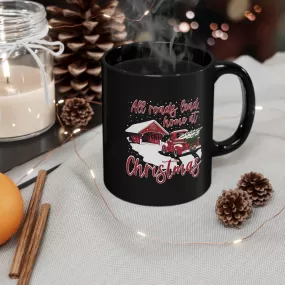 All Roads Christmas Bridge 11oz Black Mug