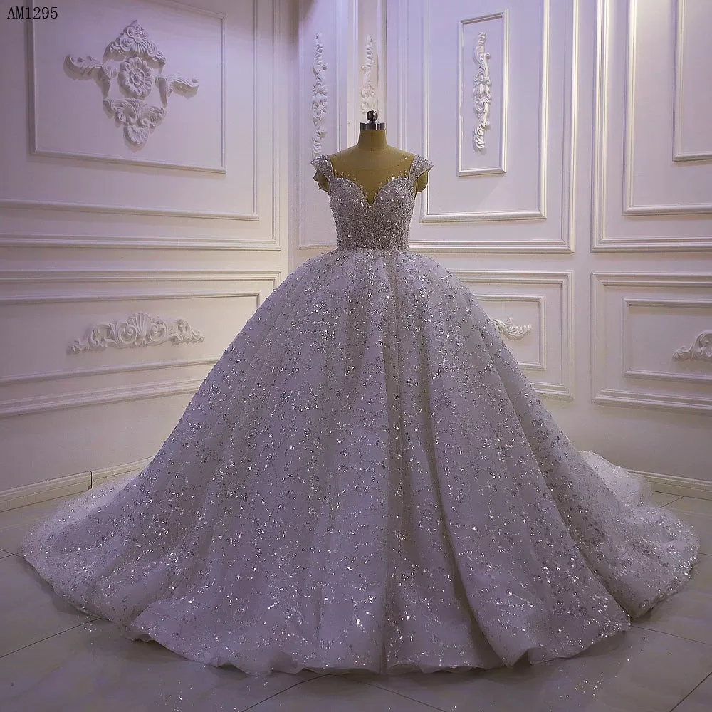 AM1295 Royal Sweetheart Sequin Lace Ball Gown Wedding Dress