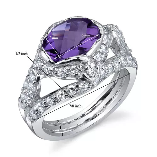 Amethyst Oval Cut Sterling Silver Ring Size 5