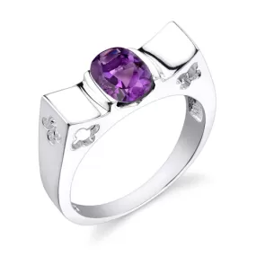 Amethyst Oval Shape Sterling Silver Daisy Ring Size 7