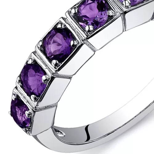 Amethyst Round Cut Sterling Silver Ring Size 5