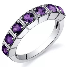 Amethyst Round Cut Sterling Silver Ring Size 5