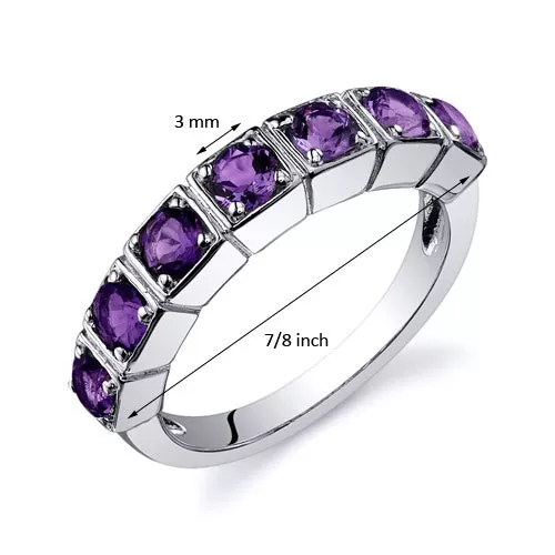 Amethyst Round Cut Sterling Silver Ring Size 5