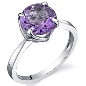 Amethyst Round Cut Sterling Silver Ring Size 6