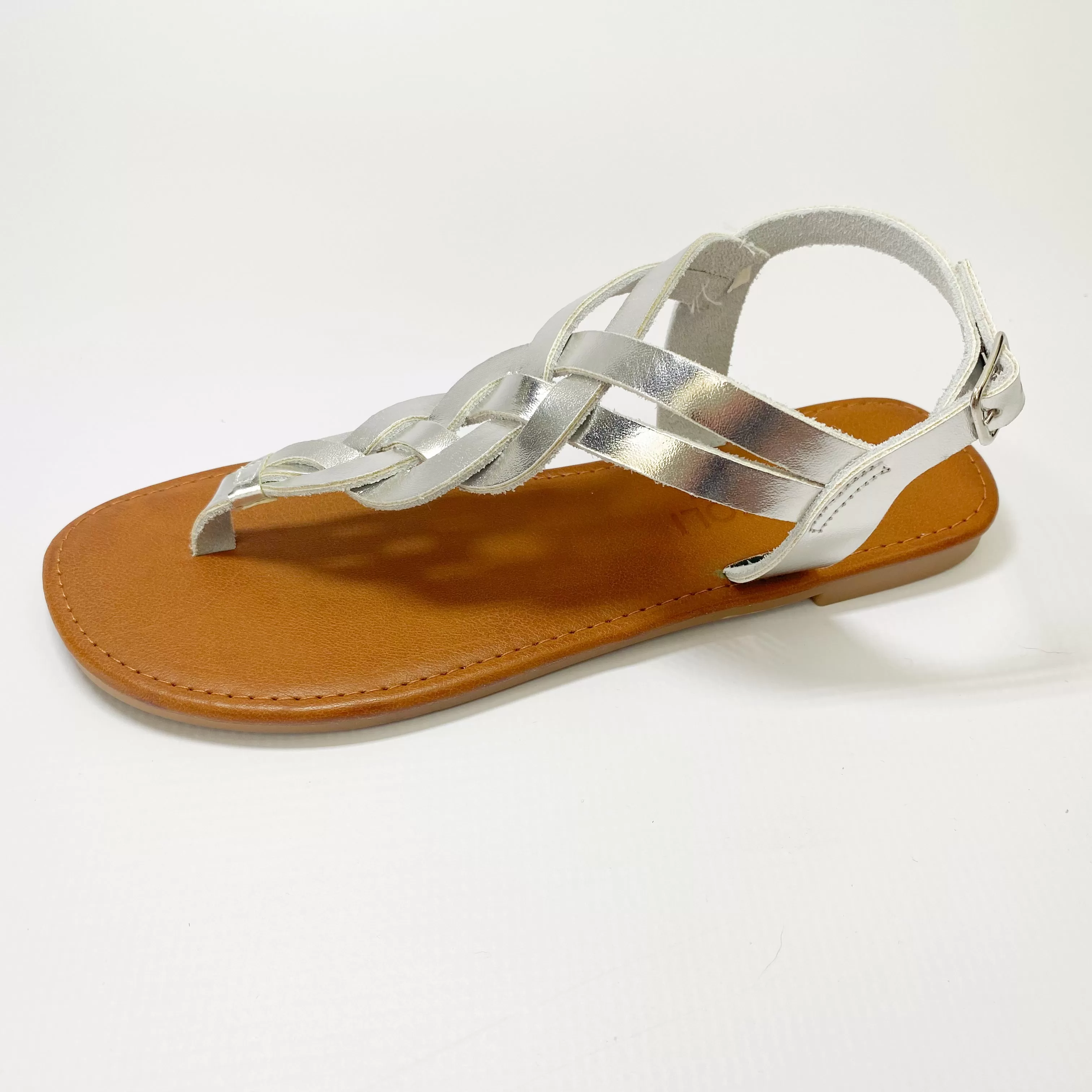 Andreoli leather silver toe  thong sandal