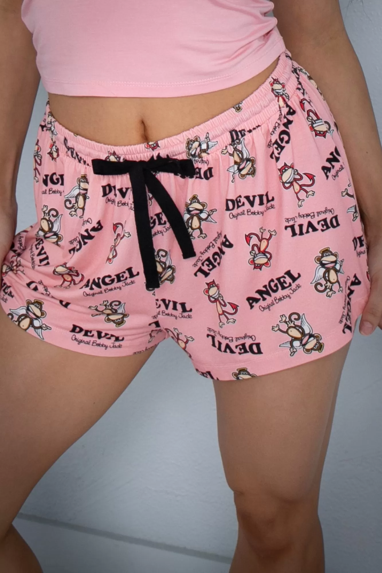 Angel Or Devil - Bobby Jack Allover Pajama Shorts - Pink