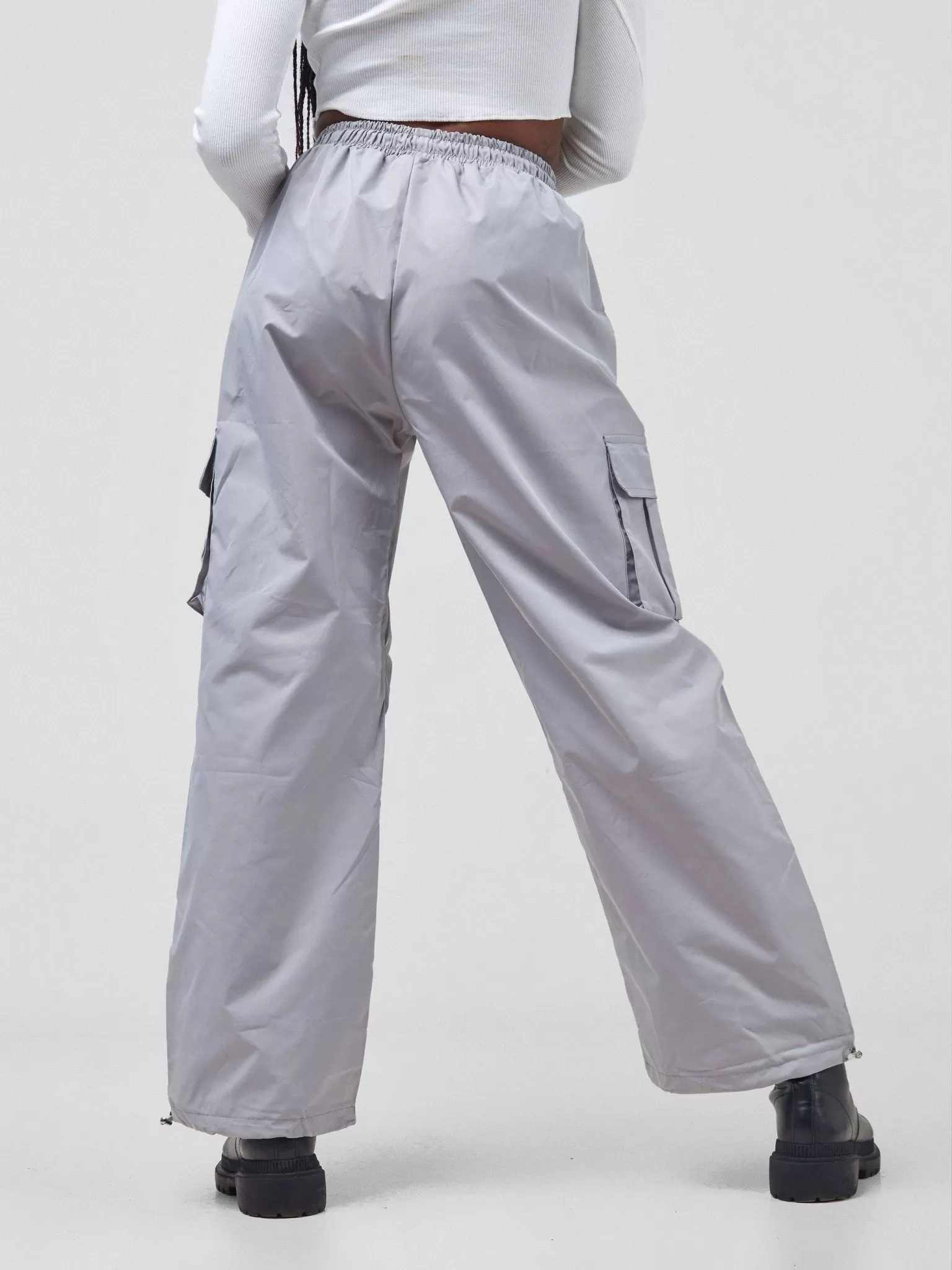 Anika Diani Straight Fit Elasticated Double Pocket[s] and Adjustable Drawstrings On The Hem - Light Grey