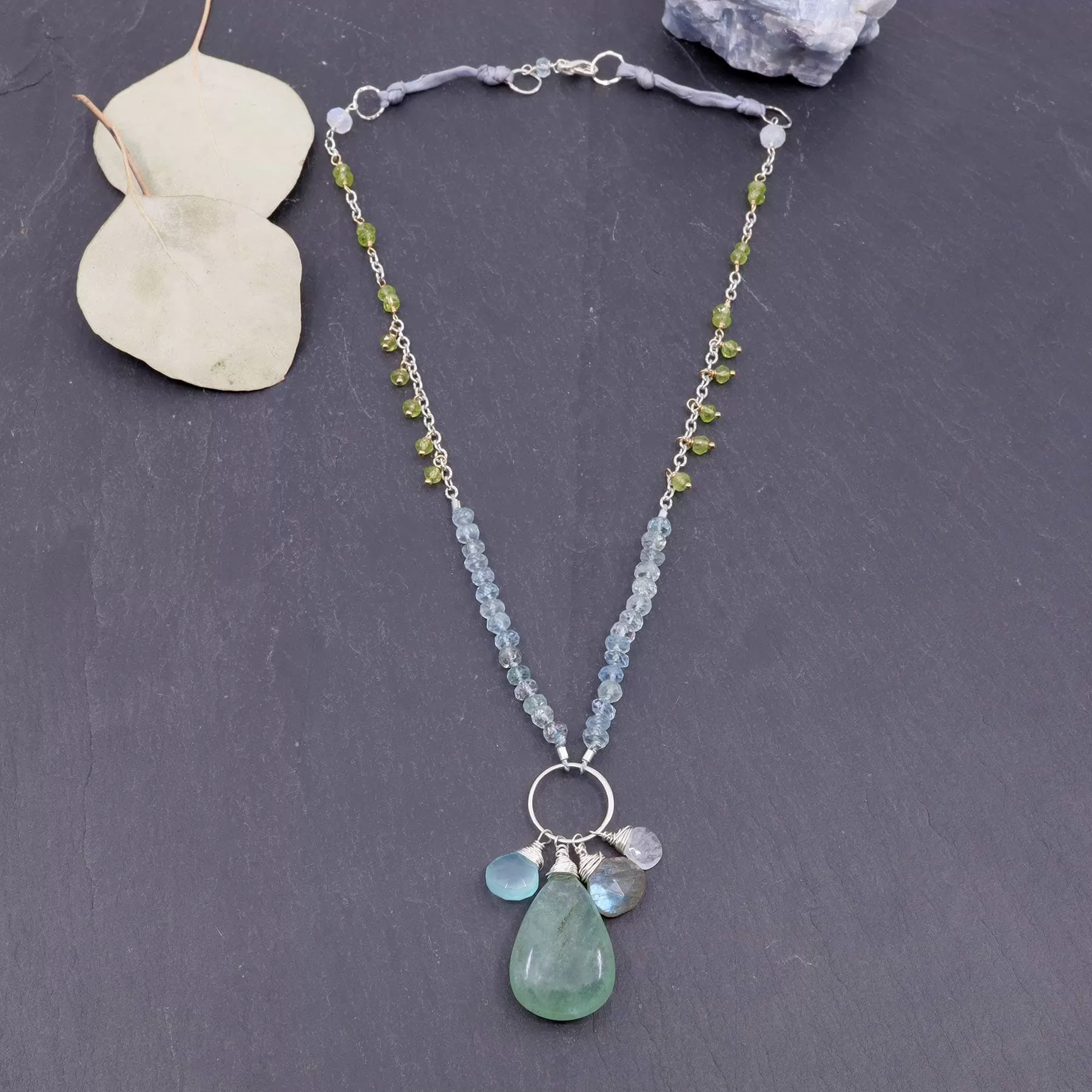 Aquamarine Peridot Necklace | Dedicated to RB