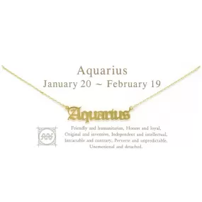 AQUARIUS Zodiac Plate Short Chain Necklace