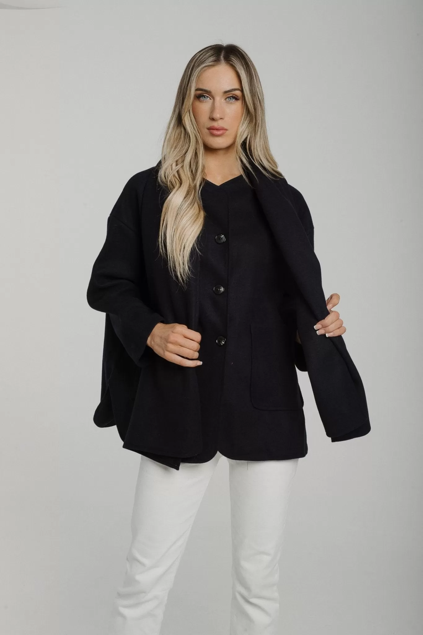 Aria Jacket With Scarf In Navy