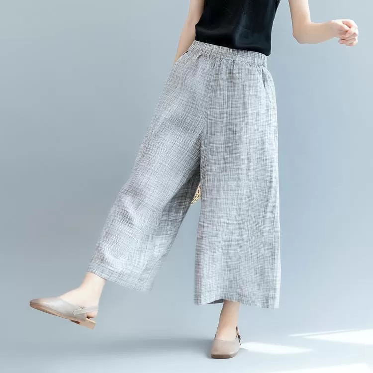 BABAKUD Summer 100% Pure Linen Womne's Wide Leg Pants