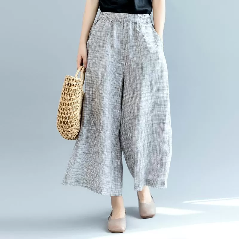 BABAKUD Summer 100% Pure Linen Womne's Wide Leg Pants