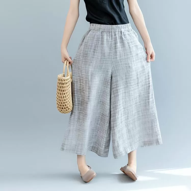 BABAKUD Summer 100% Pure Linen Womne's Wide Leg Pants