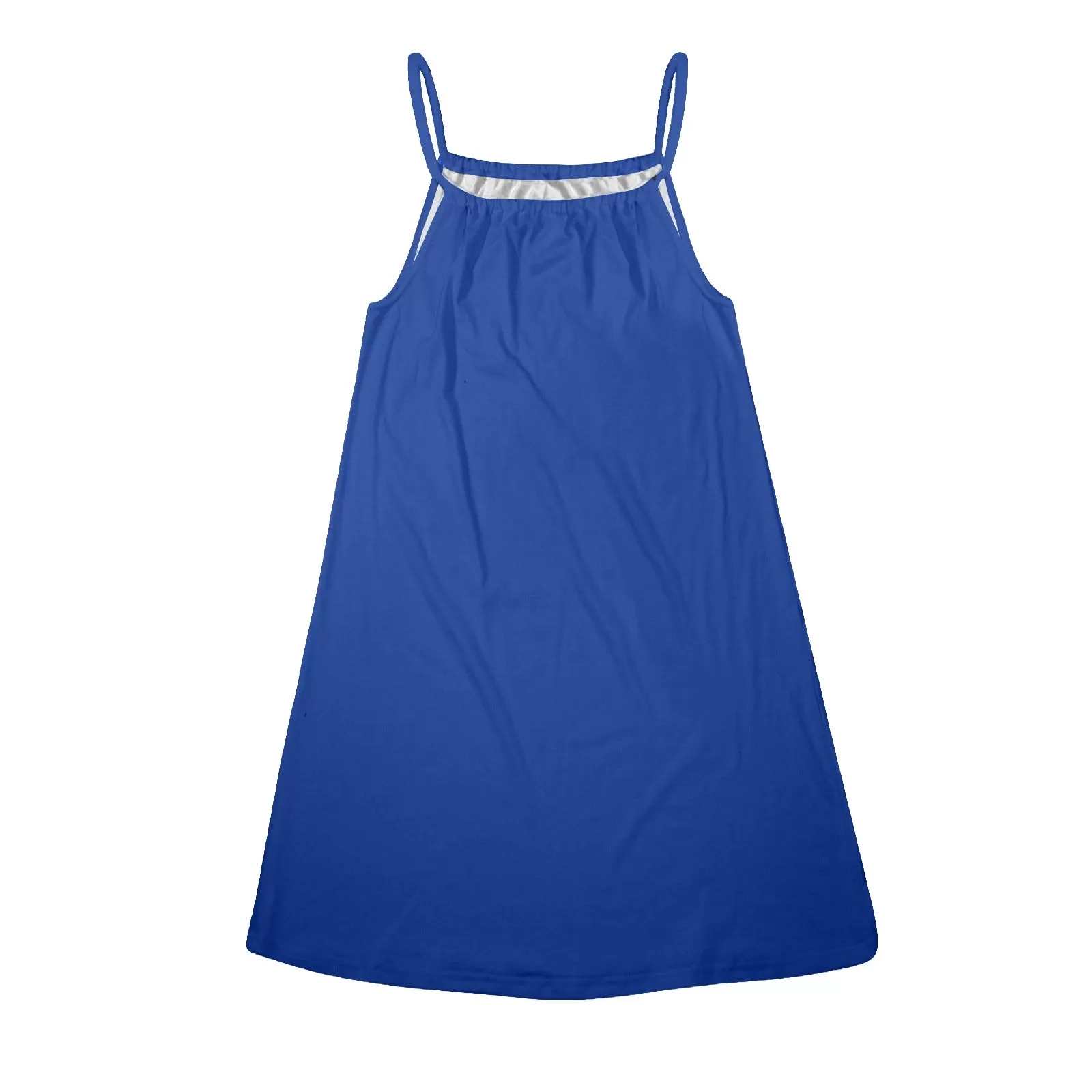 barbados blue Drawstring Neck Sleeveless Dress (Model D68)