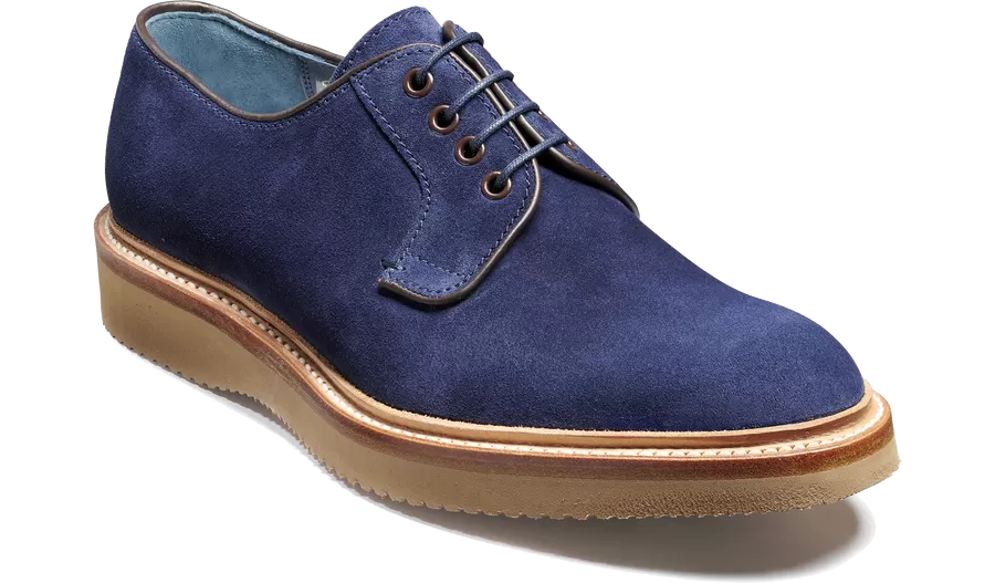 Barker Dean Derby Shoe  - Navy Suede