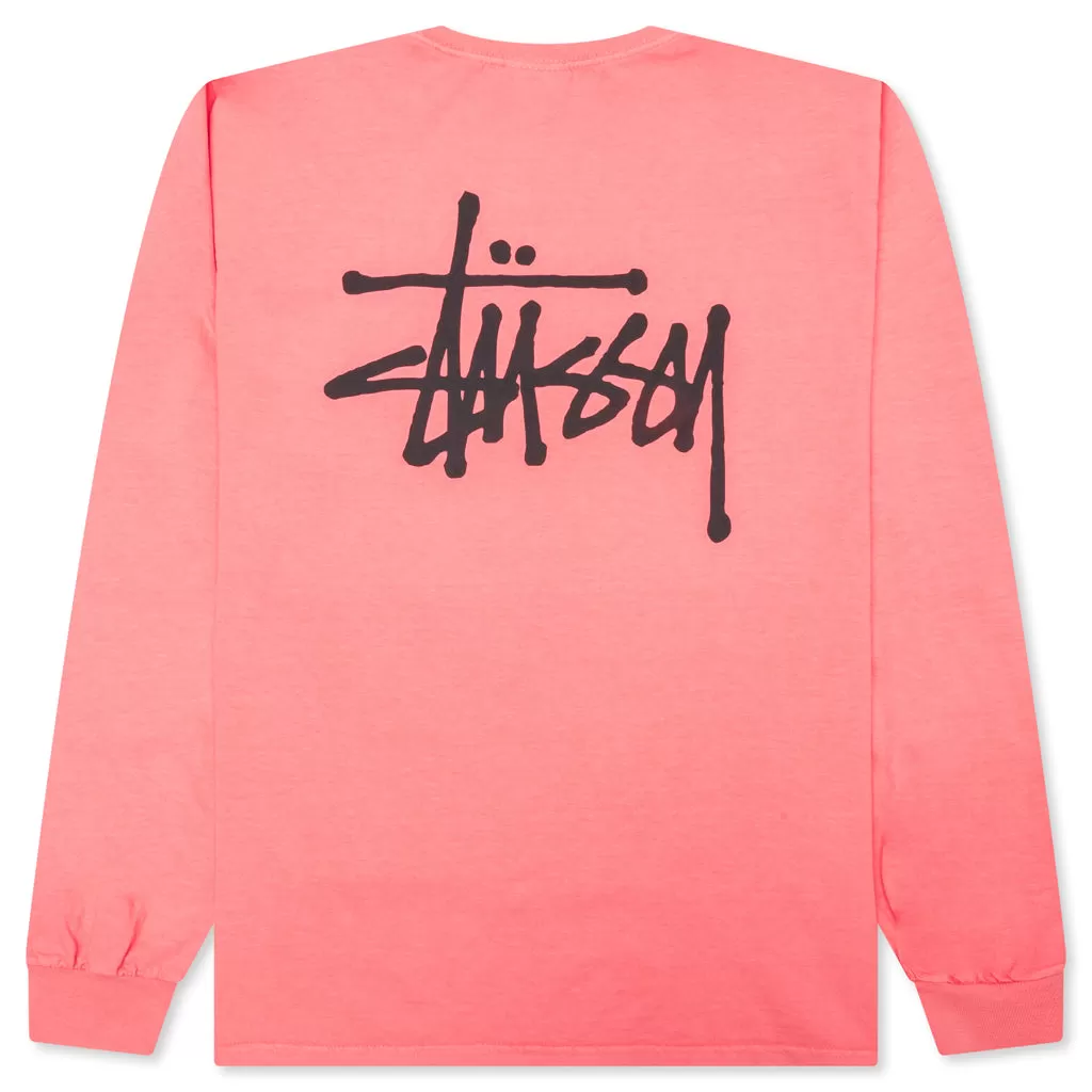 Basic Stussy Pig. Dyed L/S Tee - Coral