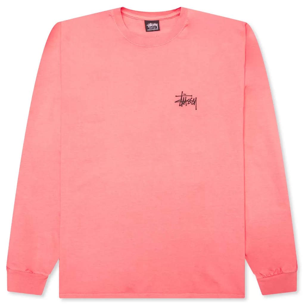 Basic Stussy Pig. Dyed L/S Tee - Coral