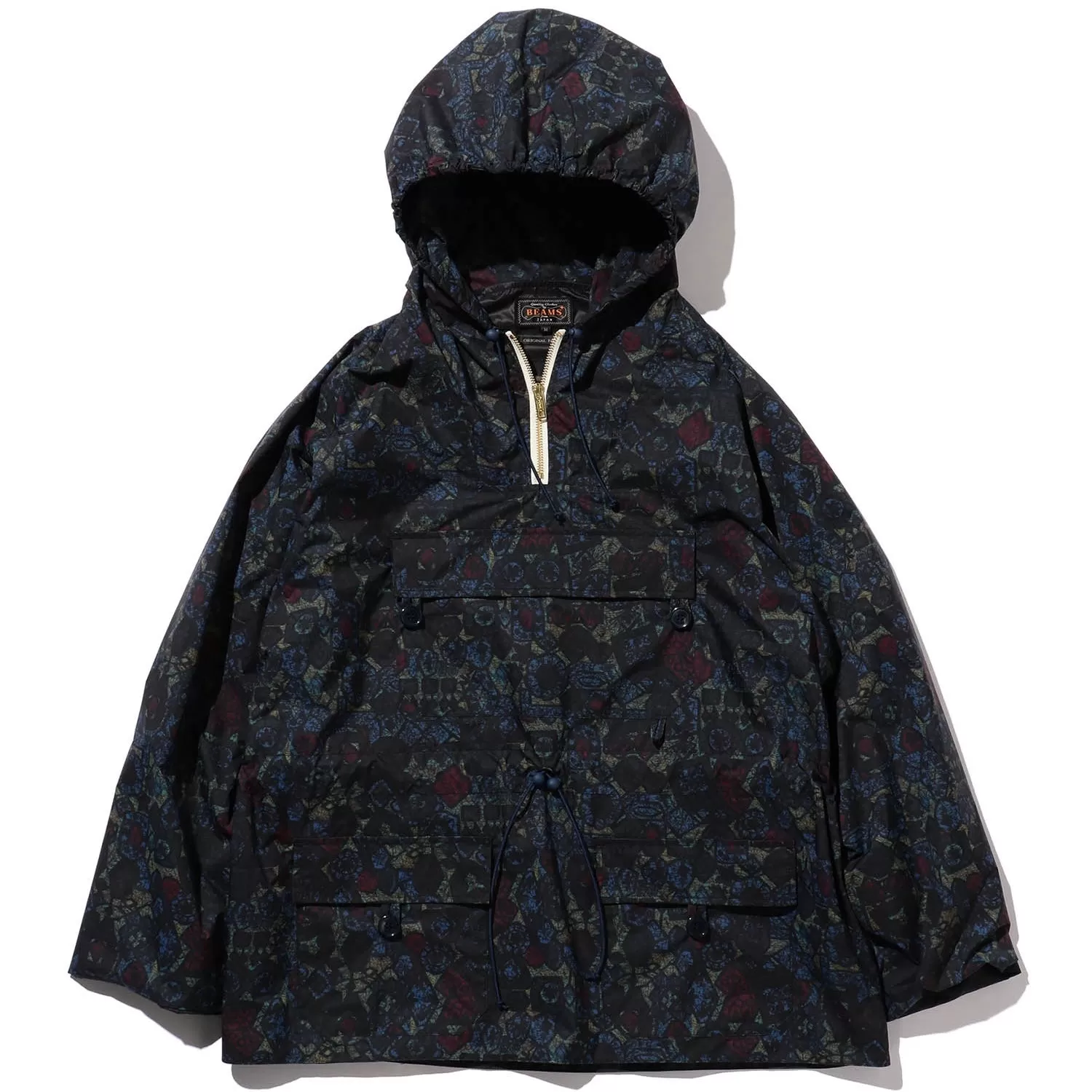 BEAMS PLUS Sports Euro Anorak Nylon Print Navy