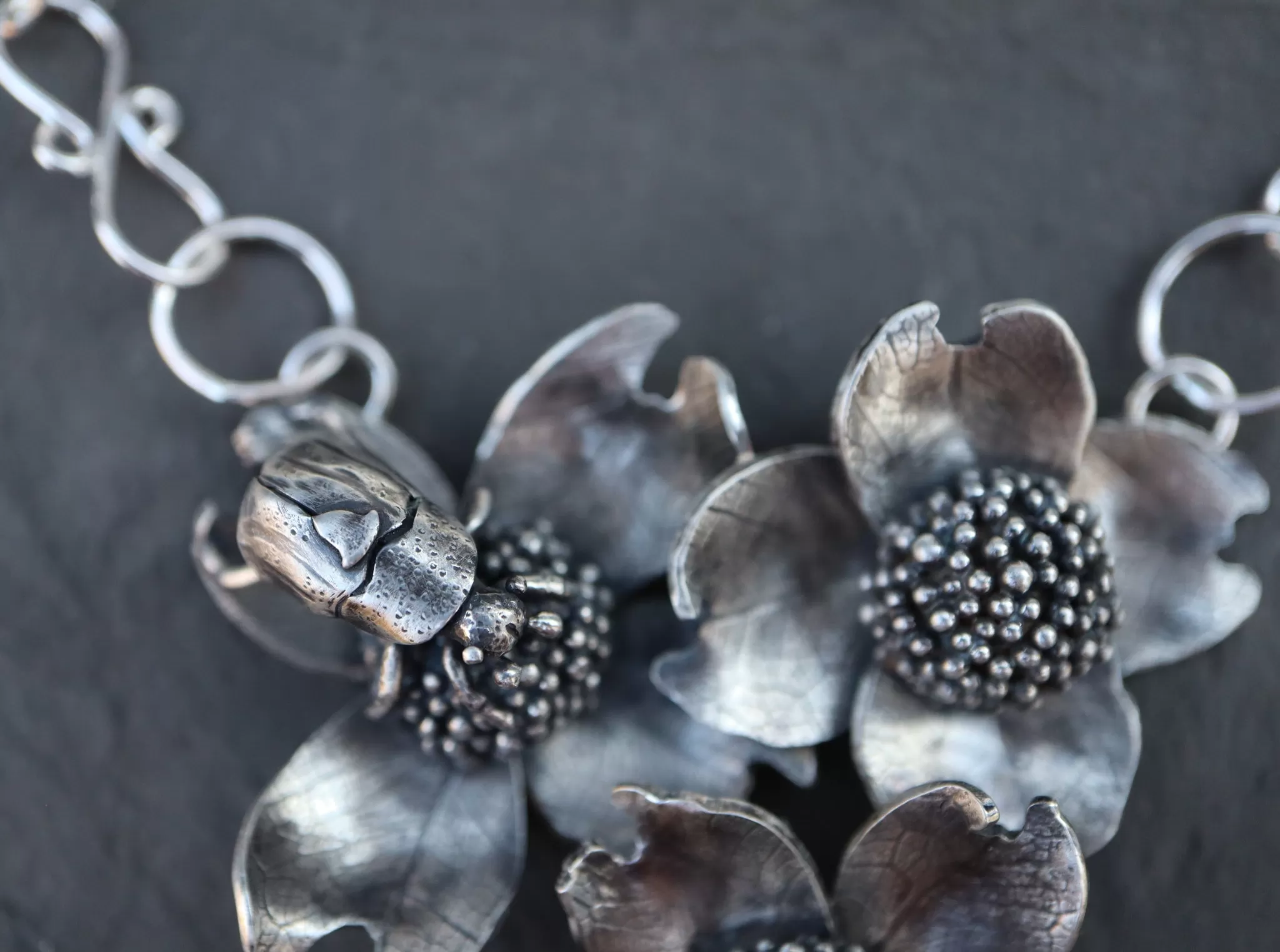 Beetle and Dogwood Cluster Necklace