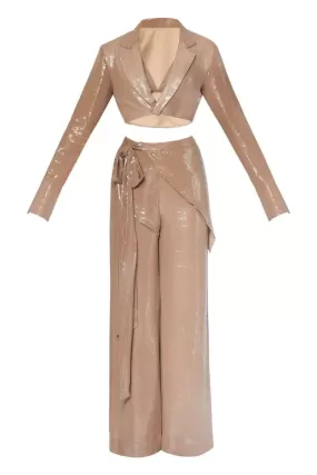 BEIGE THREE PIECE SUIT SET