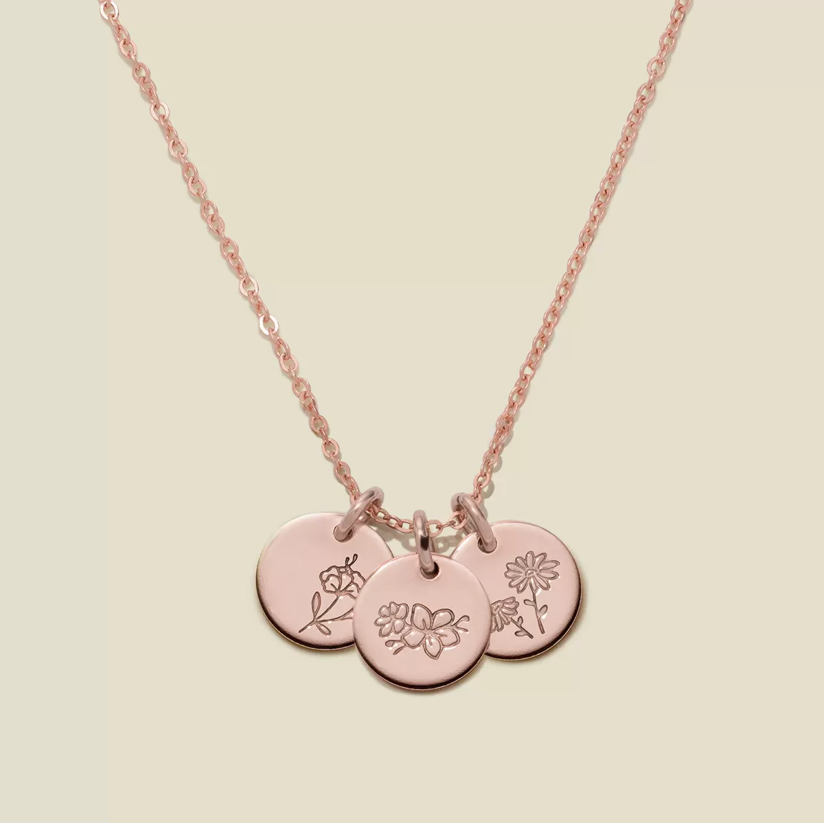 Birth Flower Stacker Necklace | 3/8 Disc