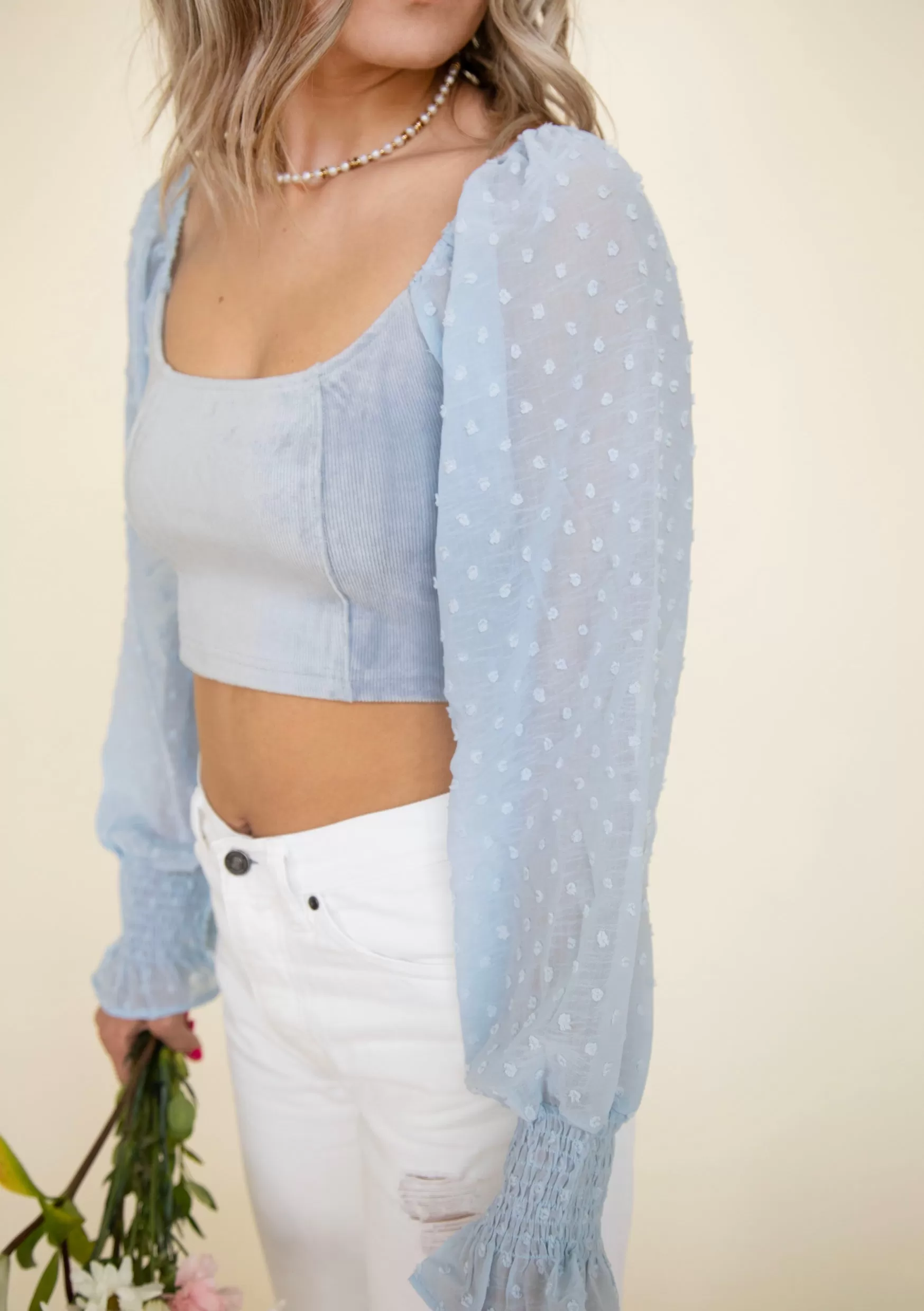 Bittersweet Mesh Crop in Blue