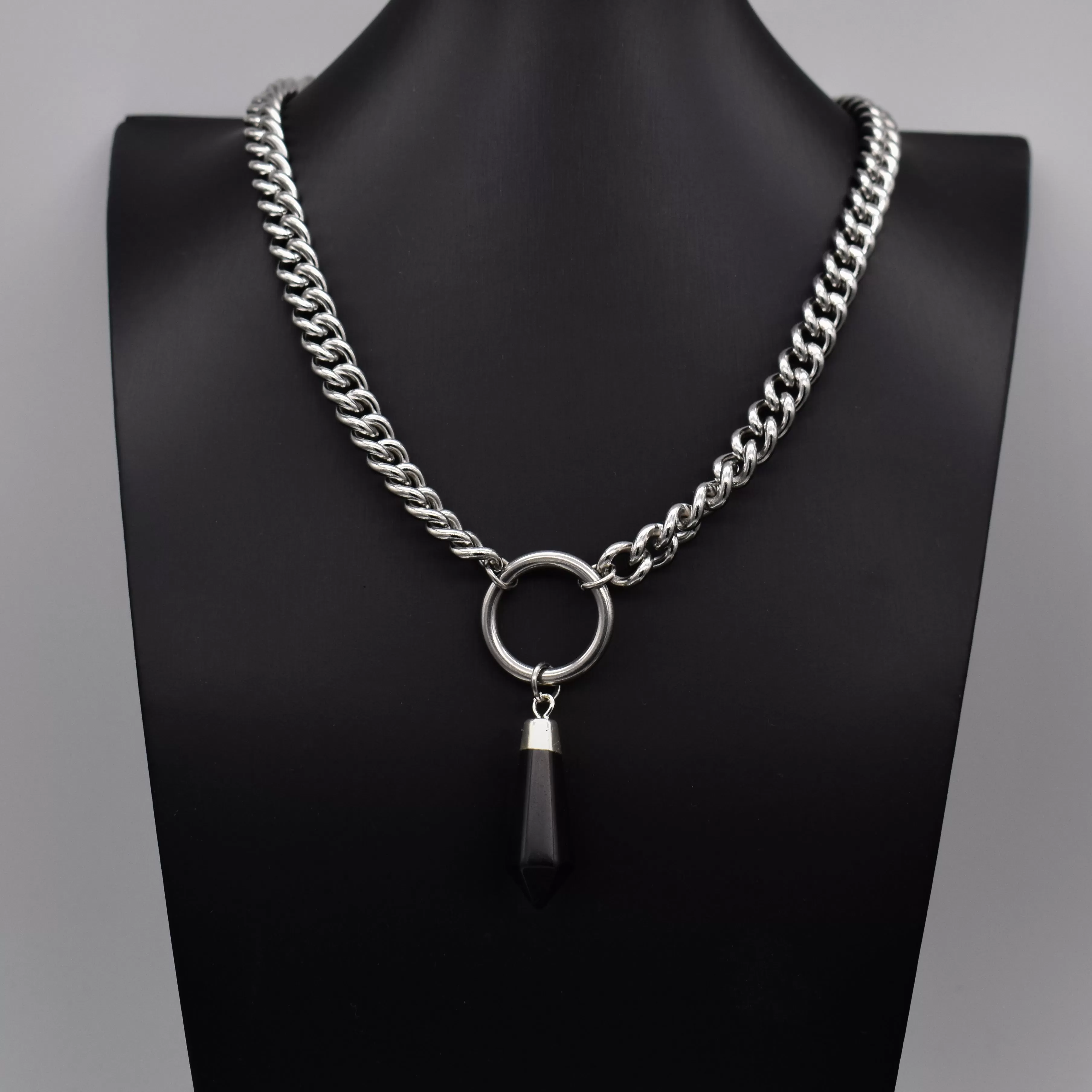 Black Agate Crystal Chain Choker