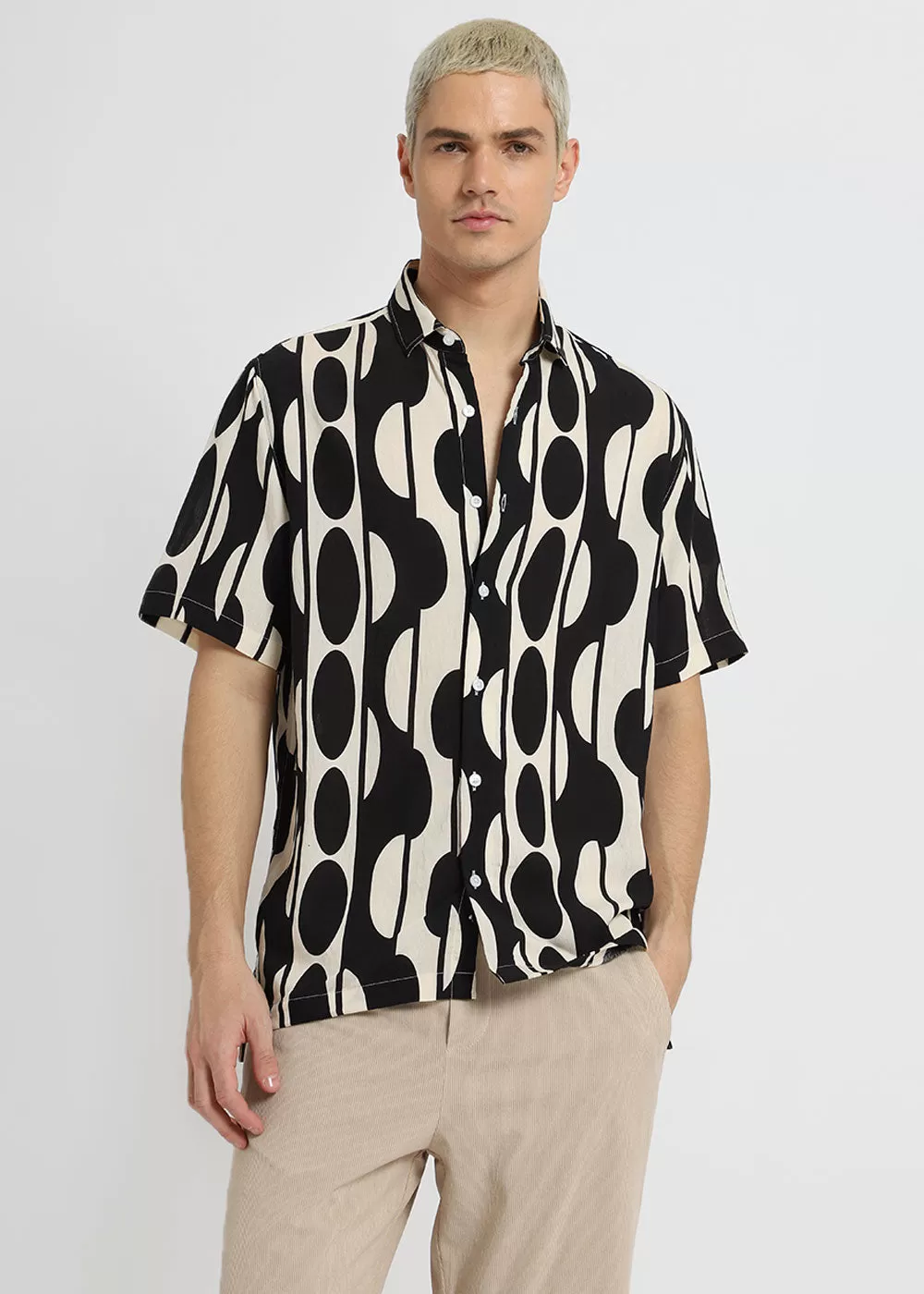 Black Geometric Printed Shirt