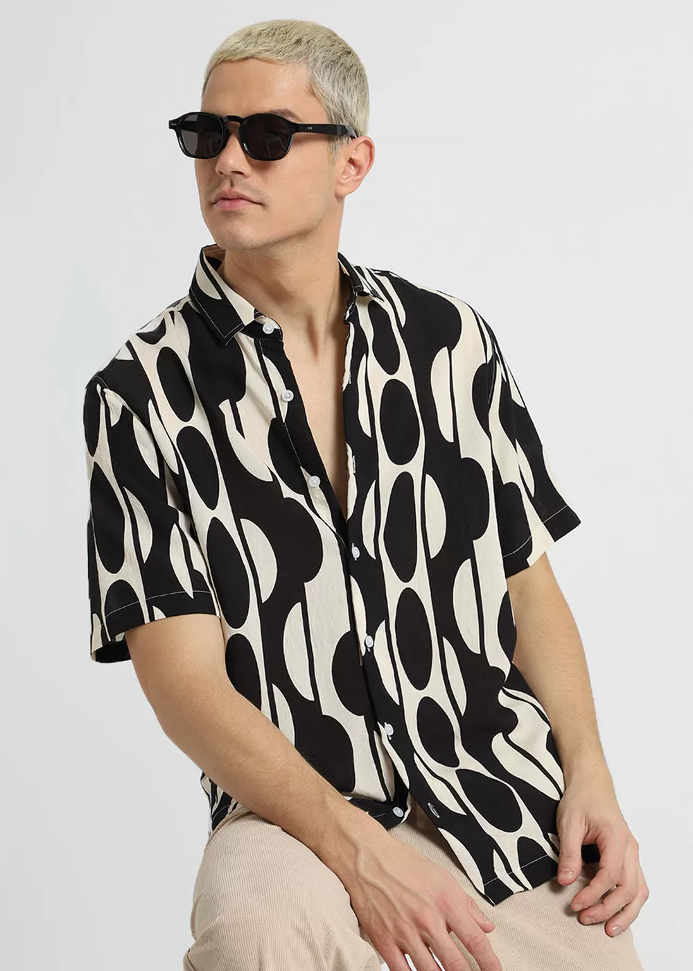 Black Geometric Printed Shirt