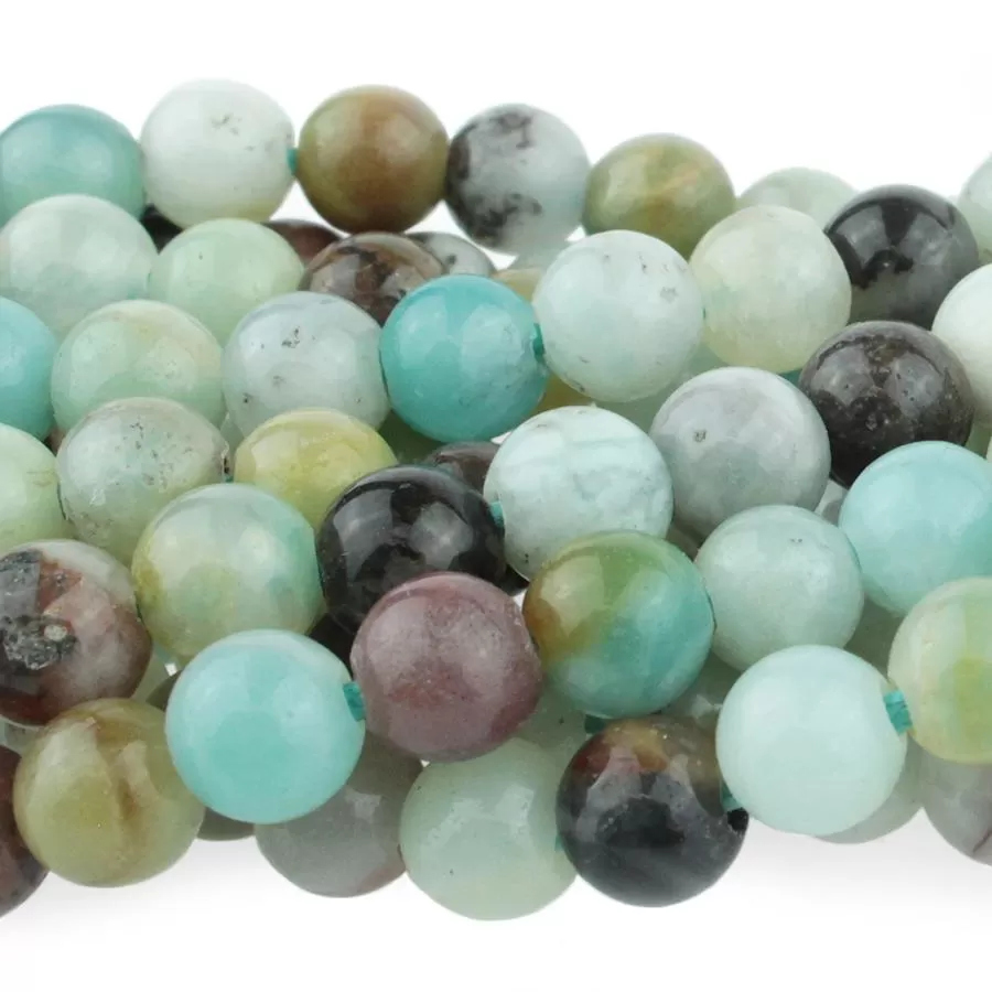 Black Gold Amazonite 8mm Large Hole Round - 8-Inch