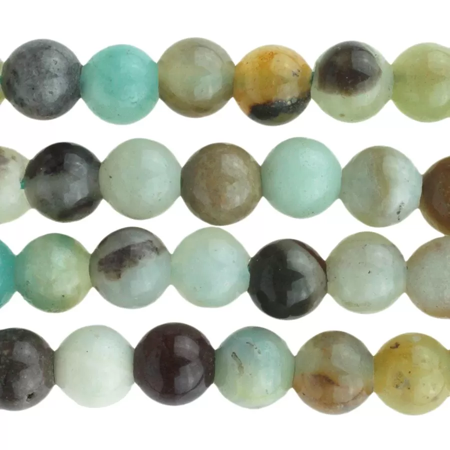 Black Gold Amazonite 8mm Large Hole Round - 8-Inch