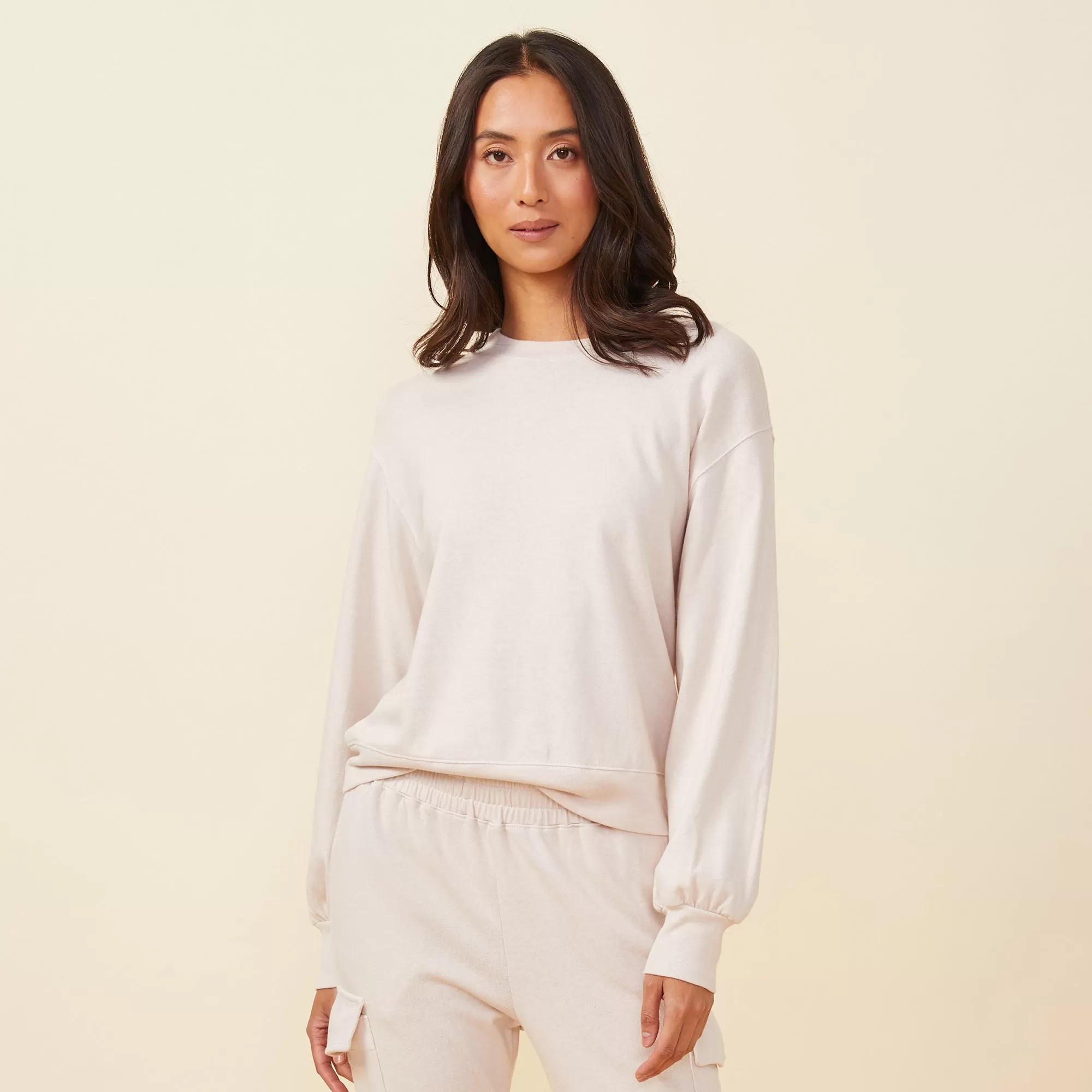 Blouson Sleeve Crew Neck Sweatshirt