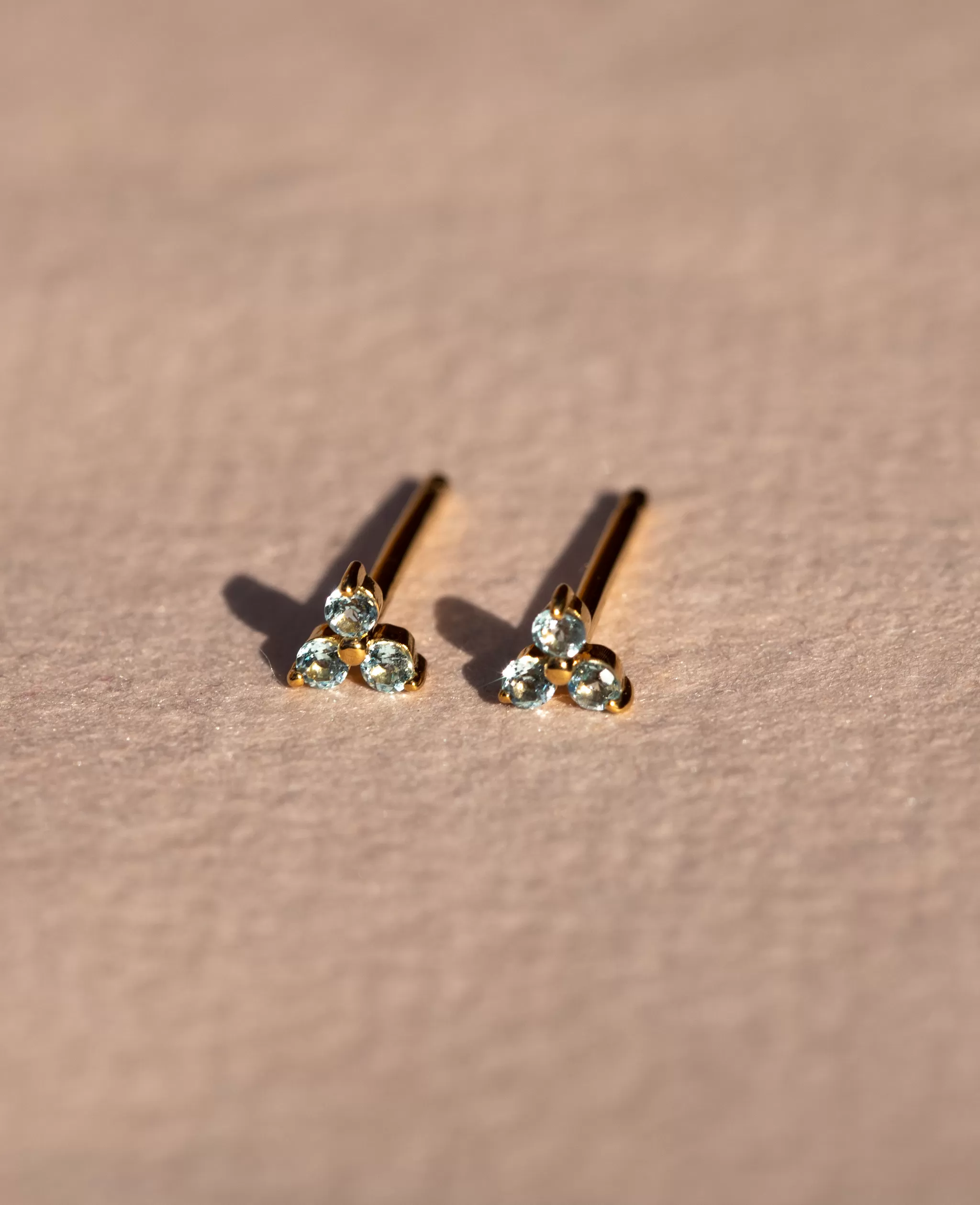 Blue Topaz Mini Fleur Studs Gold