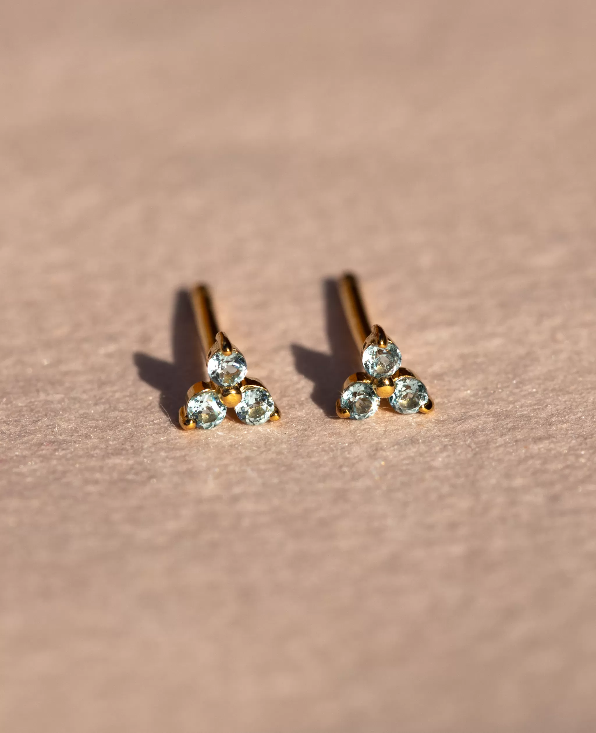 Blue Topaz Mini Fleur Studs Gold