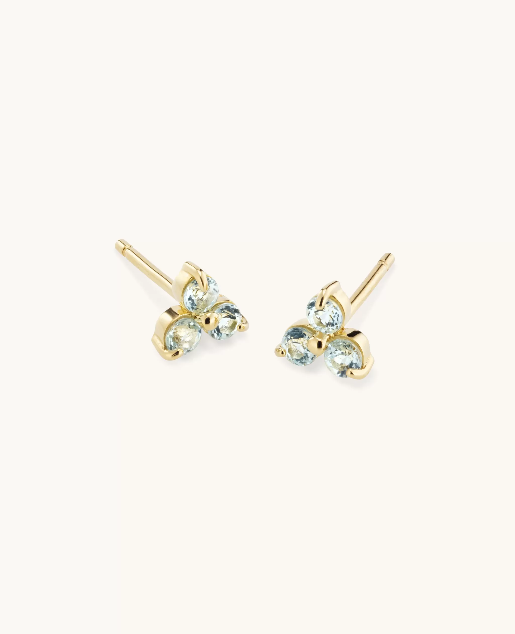 Blue Topaz Mini Fleur Studs Gold