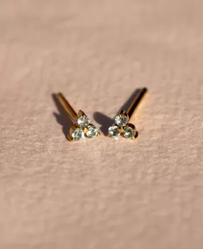 Blue Topaz Mini Fleur Studs Gold