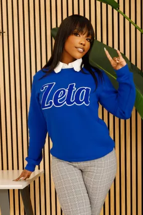 Blue/Silver Zeta Chenille Sweatshirt