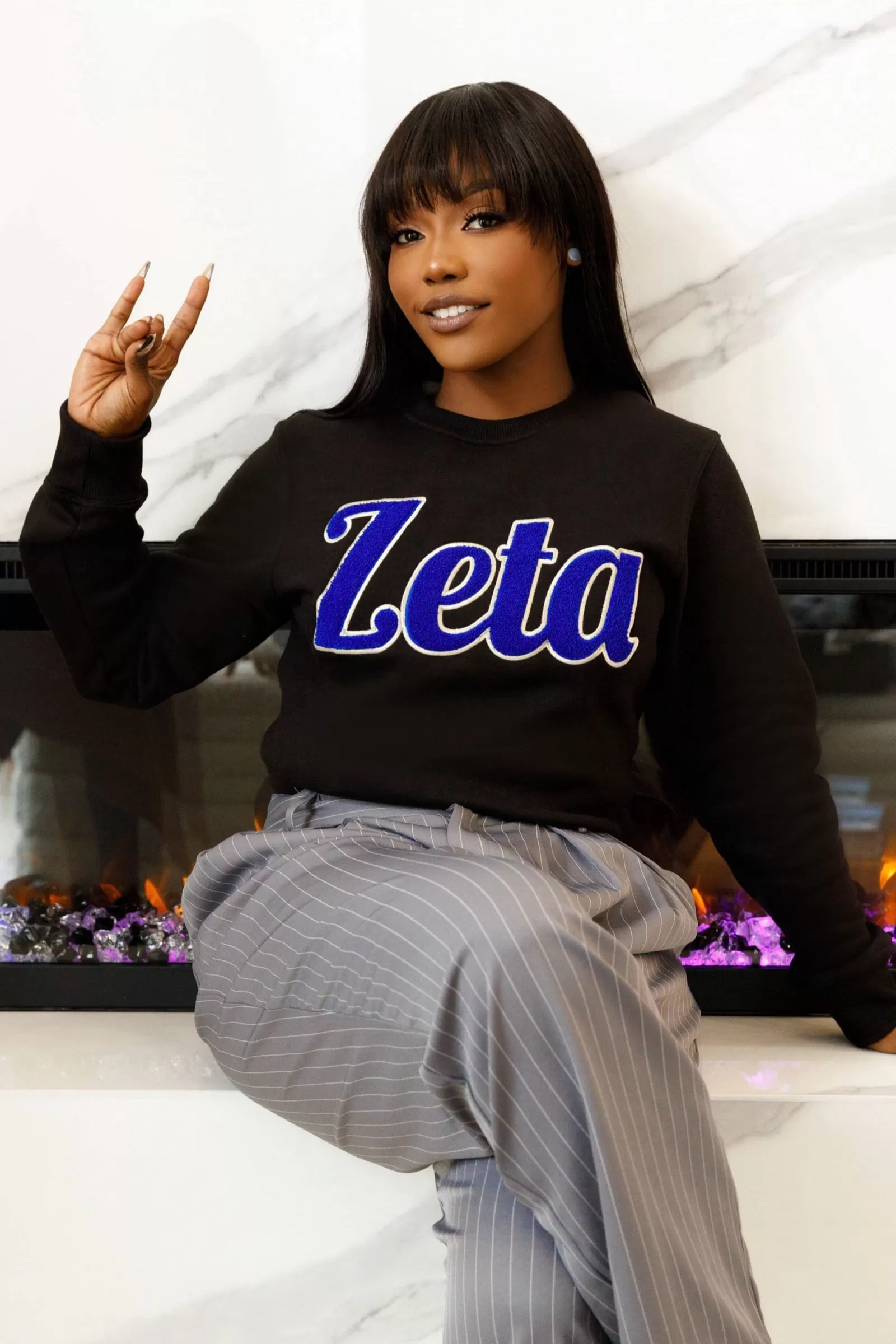 Blue/Silver Zeta Chenille Sweatshirt