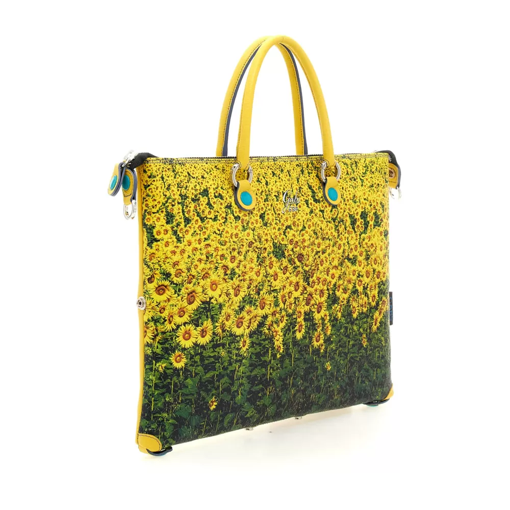 Borsa Donna a Mano con Tracolla GABS G3 PLUS Holiday in Pelle stampa Girasoli Large