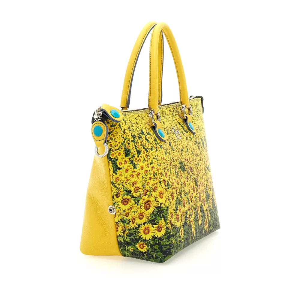 Borsa Donna a Mano con Tracolla GABS G3 PLUS Holiday in Pelle stampa Girasoli Large