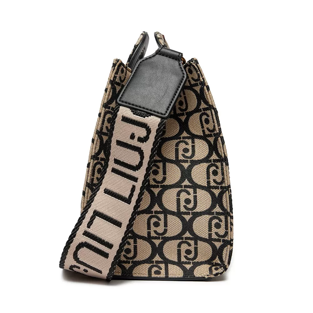 Borsa Donna a Mano LIU JO in Tessuto Jacquard Monogram Nero